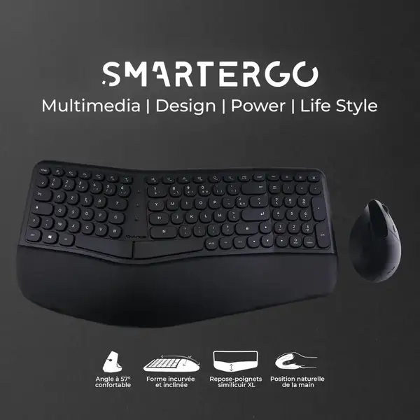 AD ADVANCE Smart Ergo Combo · Pack de teclado y ratón inalámbrico ergonómico — vista 2
