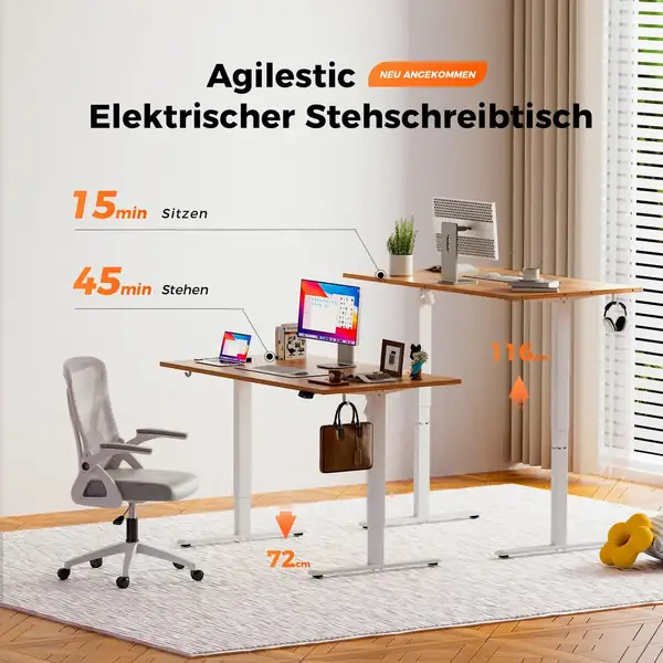 Agilestic · Escritorio elevable eléctrico 180 × 80 cm — vista 3