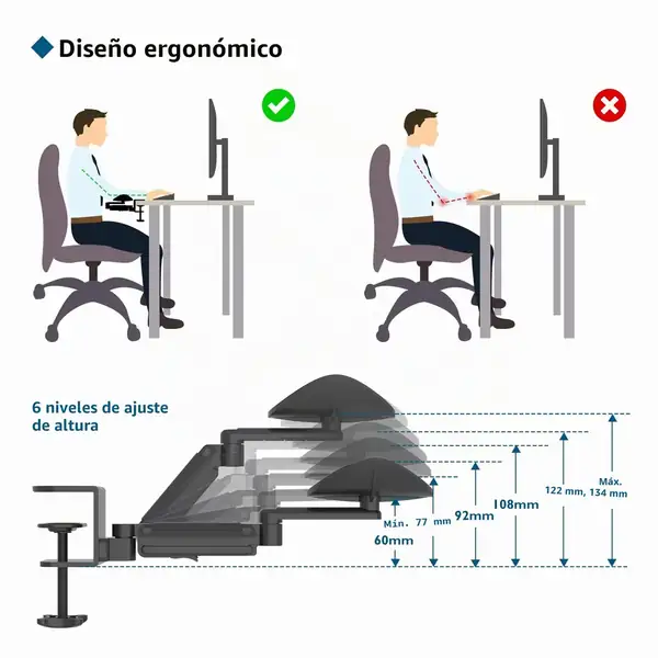 BONTEC · Reposabrazos de escritorio giratorio con soporte de muñeca — vista 4