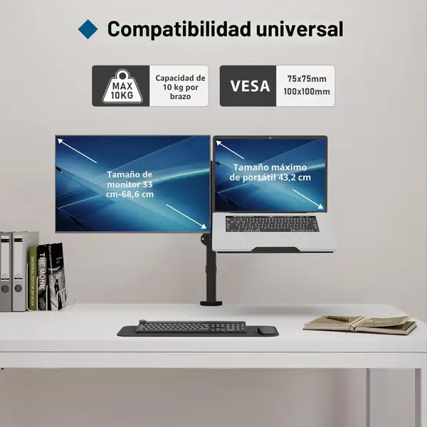 BONTEC · Soporte 2 en 1 para monitor y portátil, 13-27 pulgadas — vista 2