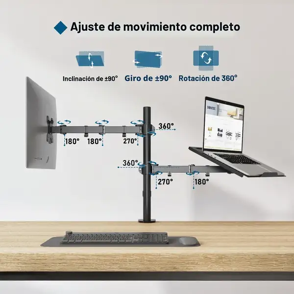 BONTEC · Soporte 2 en 1 para monitor y portátil, 13-27 pulgadas — vista 3