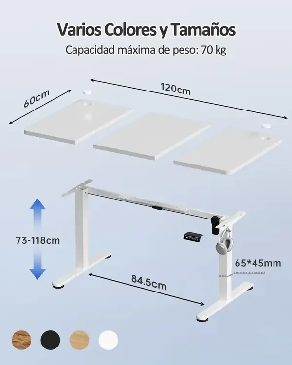 Devoko · Escritorio elevable eléctrico 120 × 60 cm — vista 2