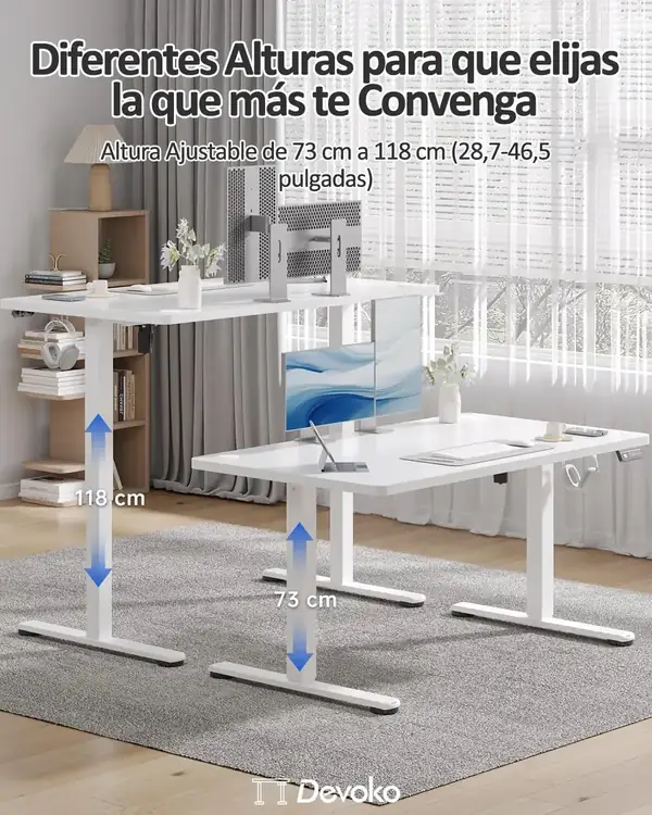 Devoko · Escritorio elevable eléctrico 120 × 60 cm — vista 3