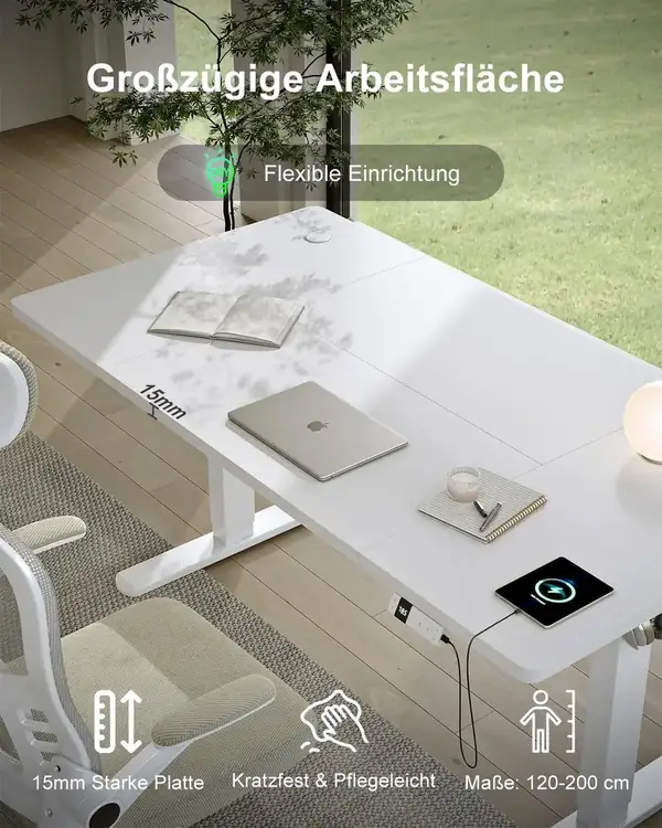 Devoko · Escritorio elevable eléctrico 160 × 80 cm con USB-C — vista 6