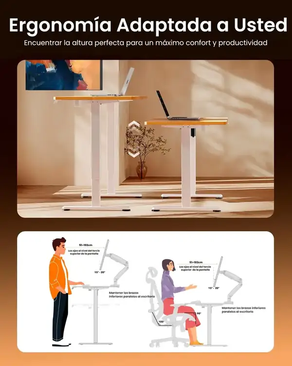 ErGear · Escritorio elevable eléctrico 120 × 60 cm nogal oscuro — vista 6