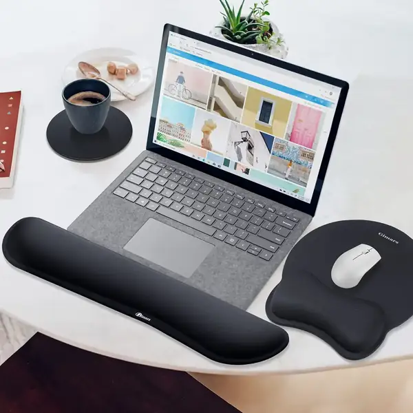 Gimars 3 en 1 · Alfombrilla, reposamuñecas de teclado y posavasos — vista 2