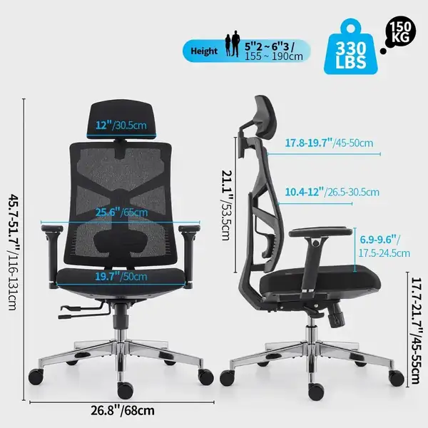 HOLLUDLE Shaper1 · Silla ergonómica con respaldo adaptativo y reposabrazos 4D — vista 3