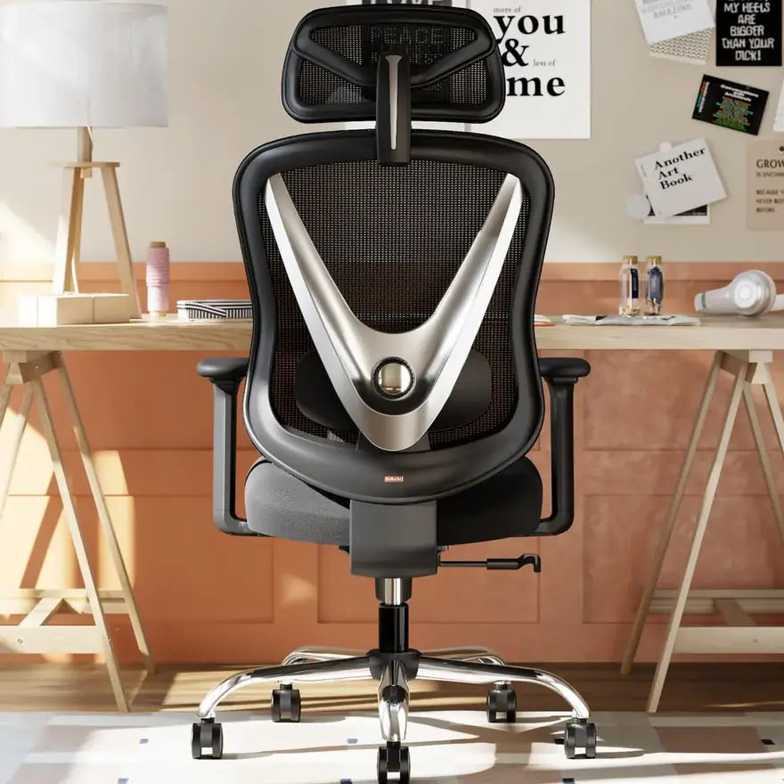 HOLLUDLE · Silla ergonómica con soporte lumbar 3D y reposabrazos 3D
