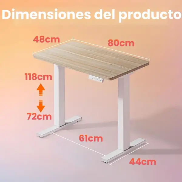 HUANUO · Escritorio elevable eléctrico 80 × 48 cm — vista 3