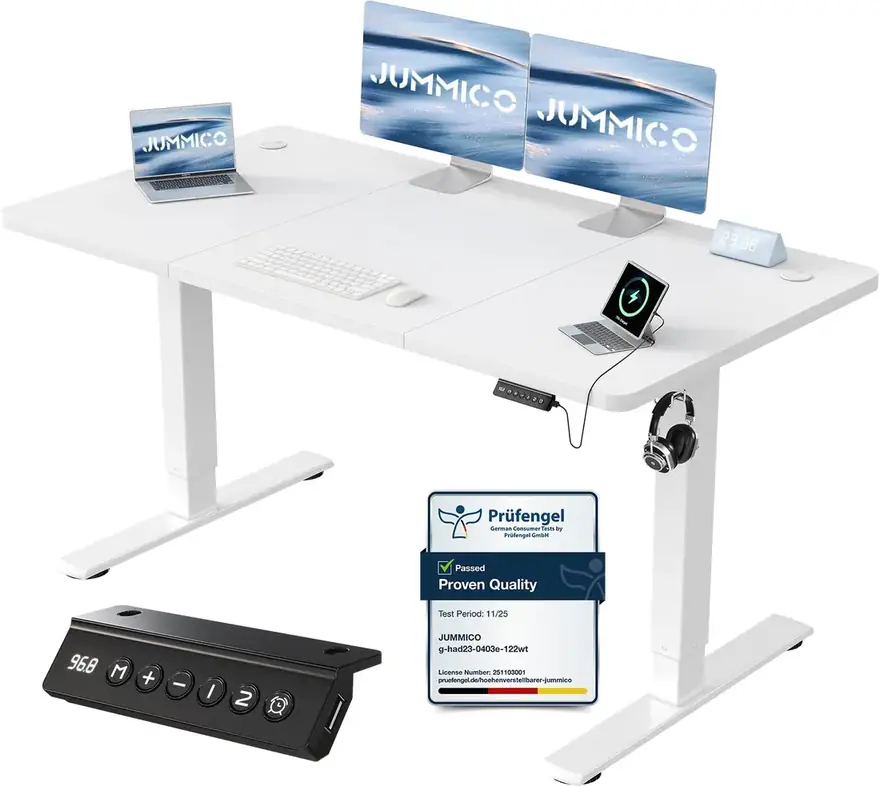 JUMMICO · Escritorio elevable eléctrico 140 × 60 cm con cargador USB