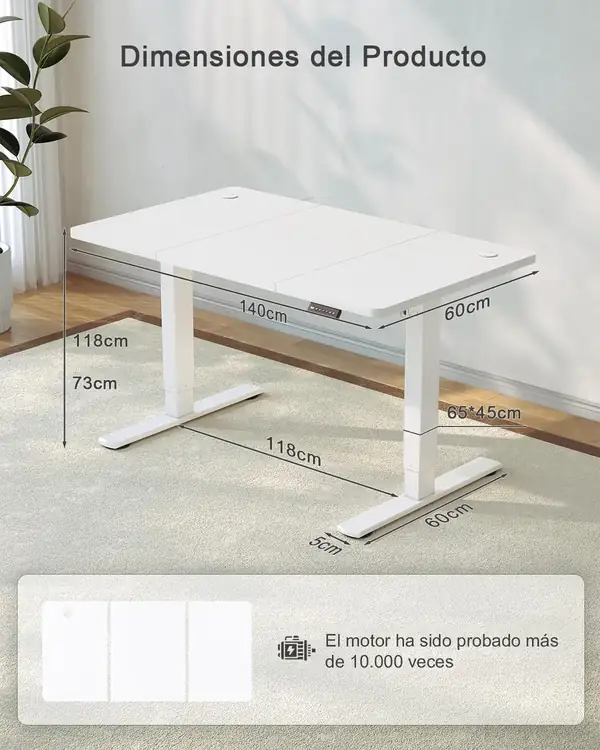 JUMMICO · Escritorio elevable eléctrico 140 × 60 cm con cargador USB — vista 3