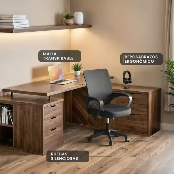 JUPPLIES · Silla de escritorio de malla con apoyo lumbar — vista 4