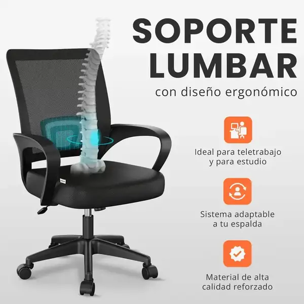 JUPPLIES · Silla de escritorio de malla con apoyo lumbar — vista 6