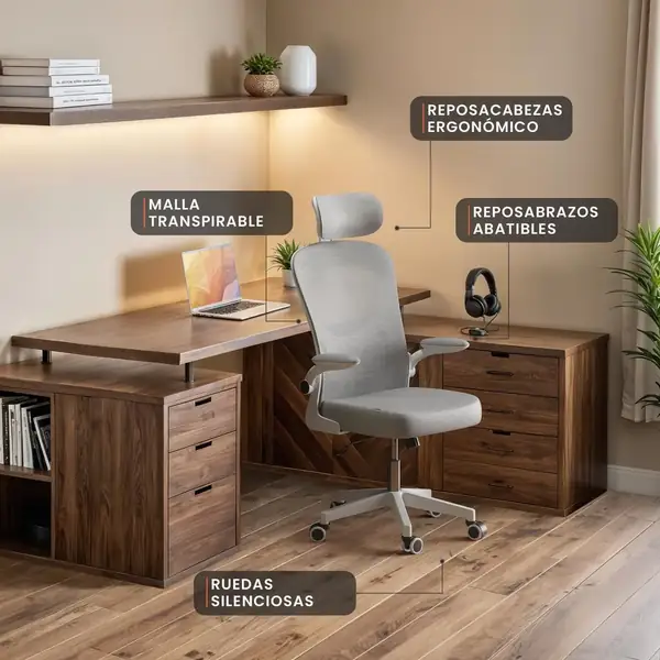 JUPPLIES · Silla ergonómica reclinable 120° con reposacabezas — vista 4