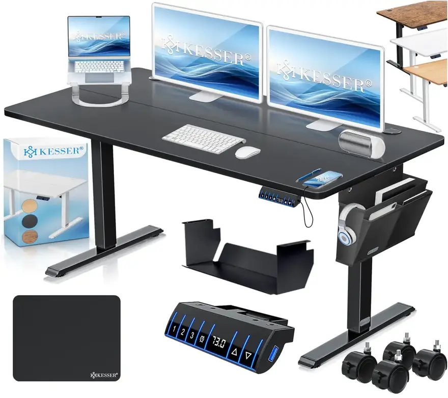 KESSER · Escritorio elevable eléctrico 140 × 70 cm con puerto USB