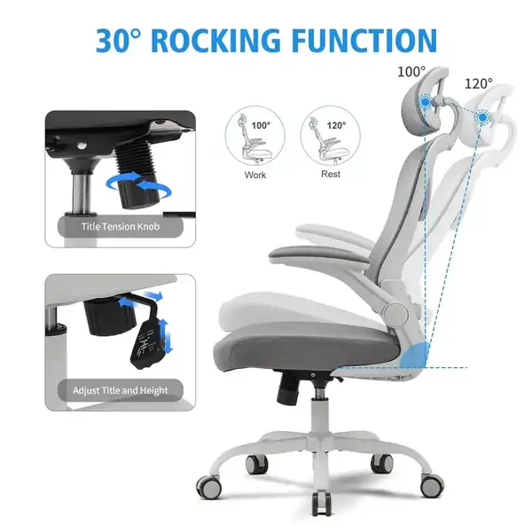Magic Life · Silla ergonómica de malla con soporte lumbar 2D — vista 3