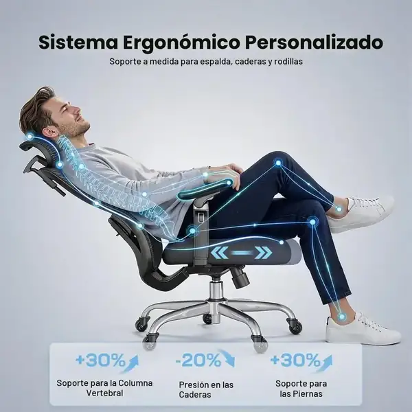 Marsail HNOFC48 · Silla ergonómica con reposabrazos 6D y asiento deslizante — vista 3