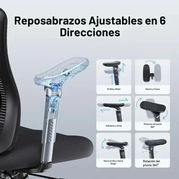 Marsail HNOFC48 · Silla ergonómica con reposabrazos 6D y asiento deslizante — vista 5