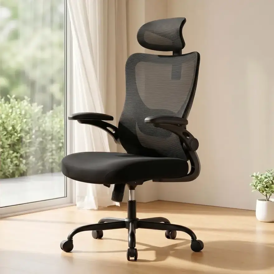 Marsail MSOC10B · Silla ergonómica con reposacabezas y lumbar 2D