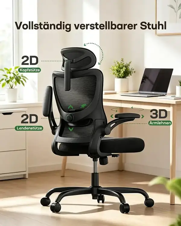 Marsail MSOC10B · Silla ergonómica con reposacabezas y lumbar 2D — vista 4