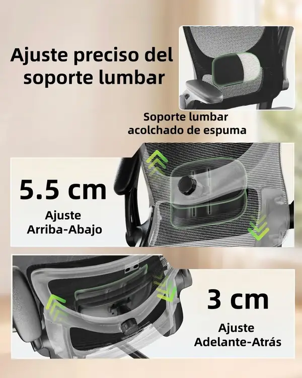 Marsail · Silla ergonómica con reposabrazos 3D y soporte lumbar 2D — vista 4