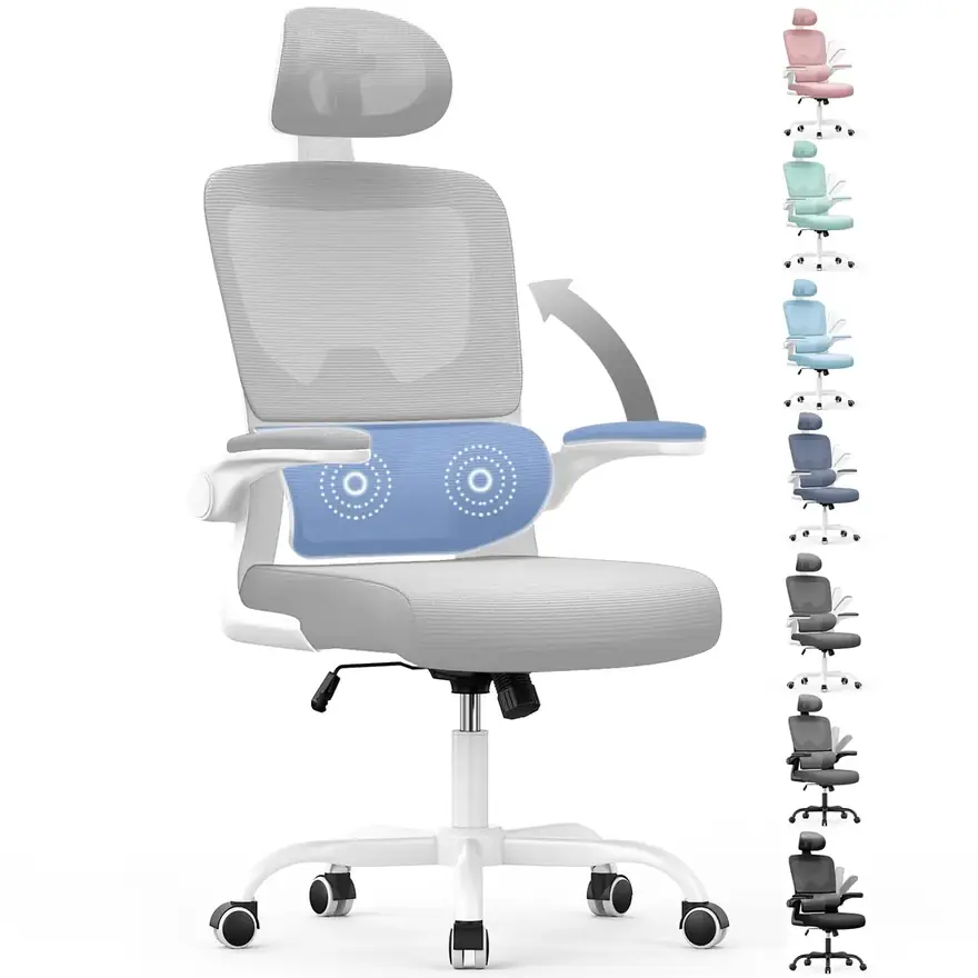 naspaluro · Silla ergonómica de malla con reposacabezas regulable 7 cm