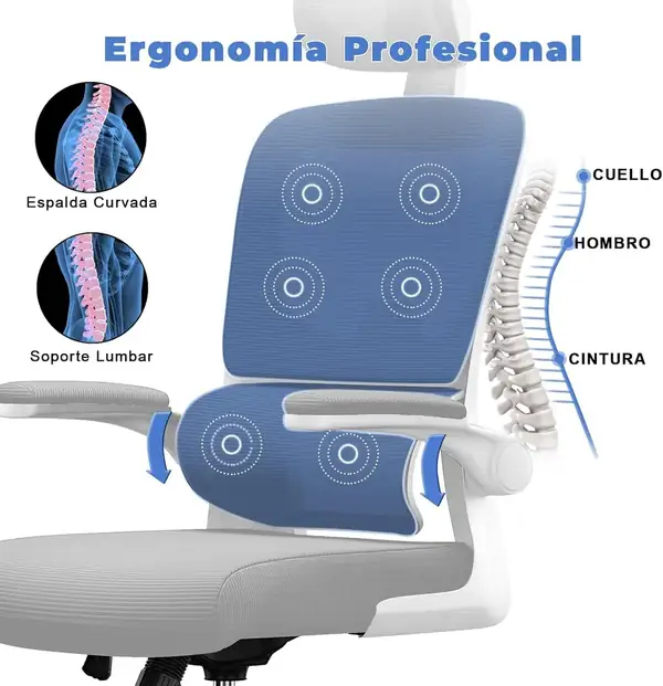 naspaluro · Silla ergonómica de malla con reposacabezas regulable 7 cm — vista 3