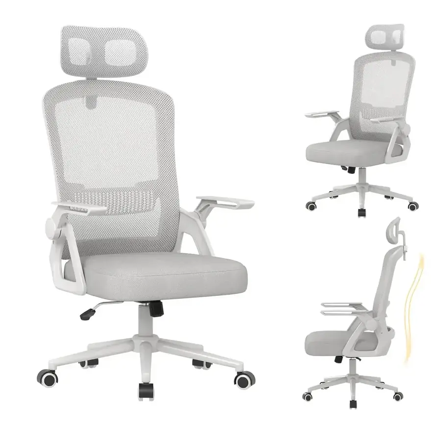 naspaluro · Silla ergonómica de malla con reposacabezas regulable