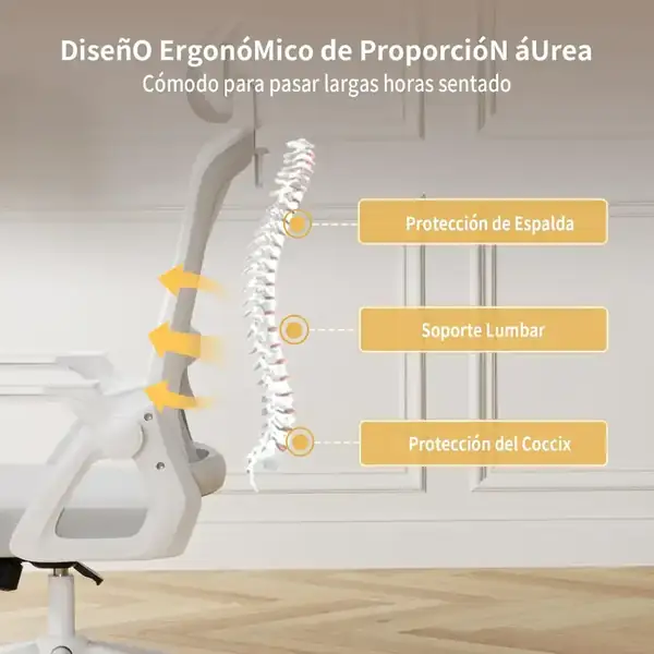 naspaluro · Silla ergonómica de malla con reposacabezas regulable — vista 4