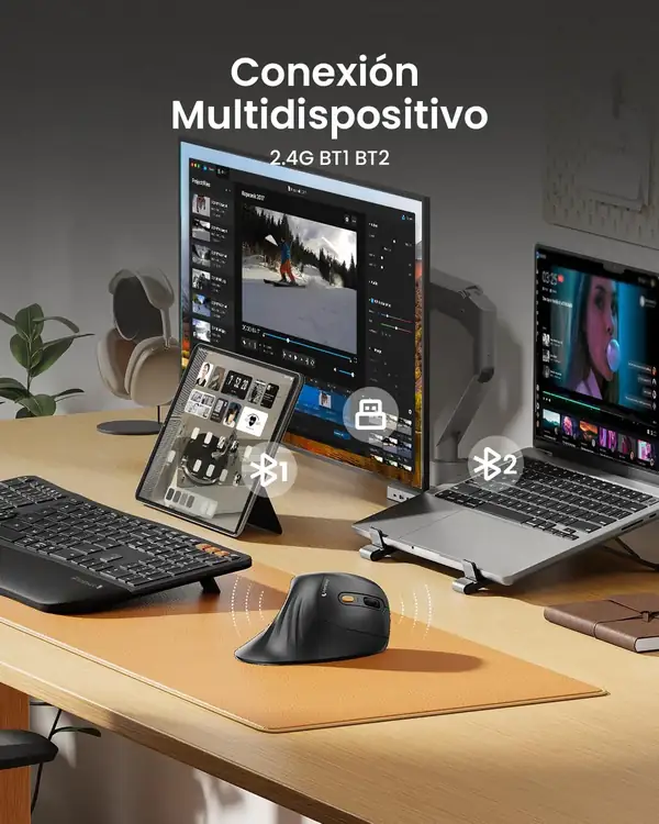 ProtoArc EM11 NL · Ratón vertical inalámbrico con apoyo de muñeca extendido — vista 3