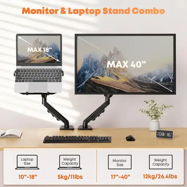 PUTORSEN · Soporte 2 en 1 para portátil de 18" y monitor de 40" — vista 2