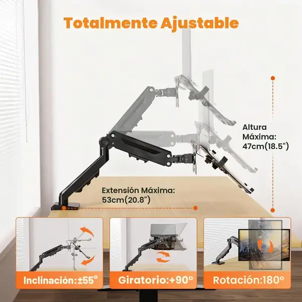 PUTORSEN · Soporte 2 en 1 para portátil de 18" y monitor de 40" — vista 4