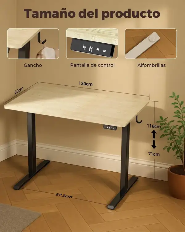 Raplink · Escritorio elevable eléctrico 100 × 60 cm — vista 5