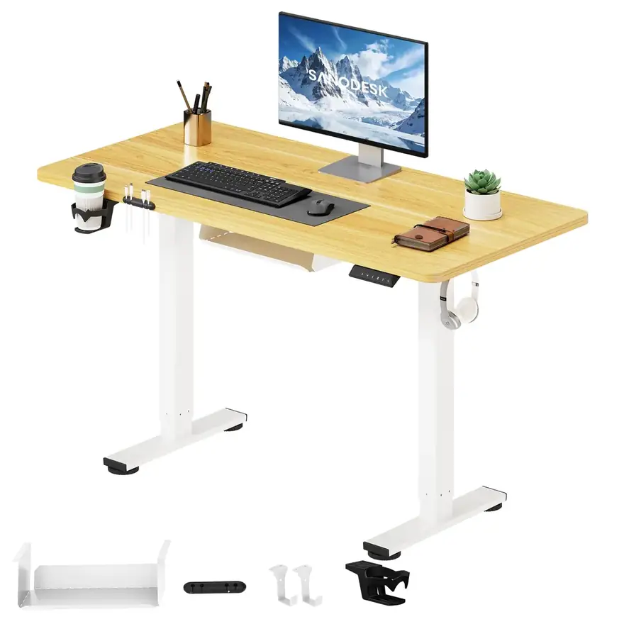 SANODESK · Escritorio elevable eléctrico 110 × 54 cm con tablero completo