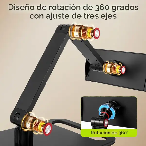 BORDRISE · Soporte para monitor portátil con giro de 360° y base metálica — vista 3