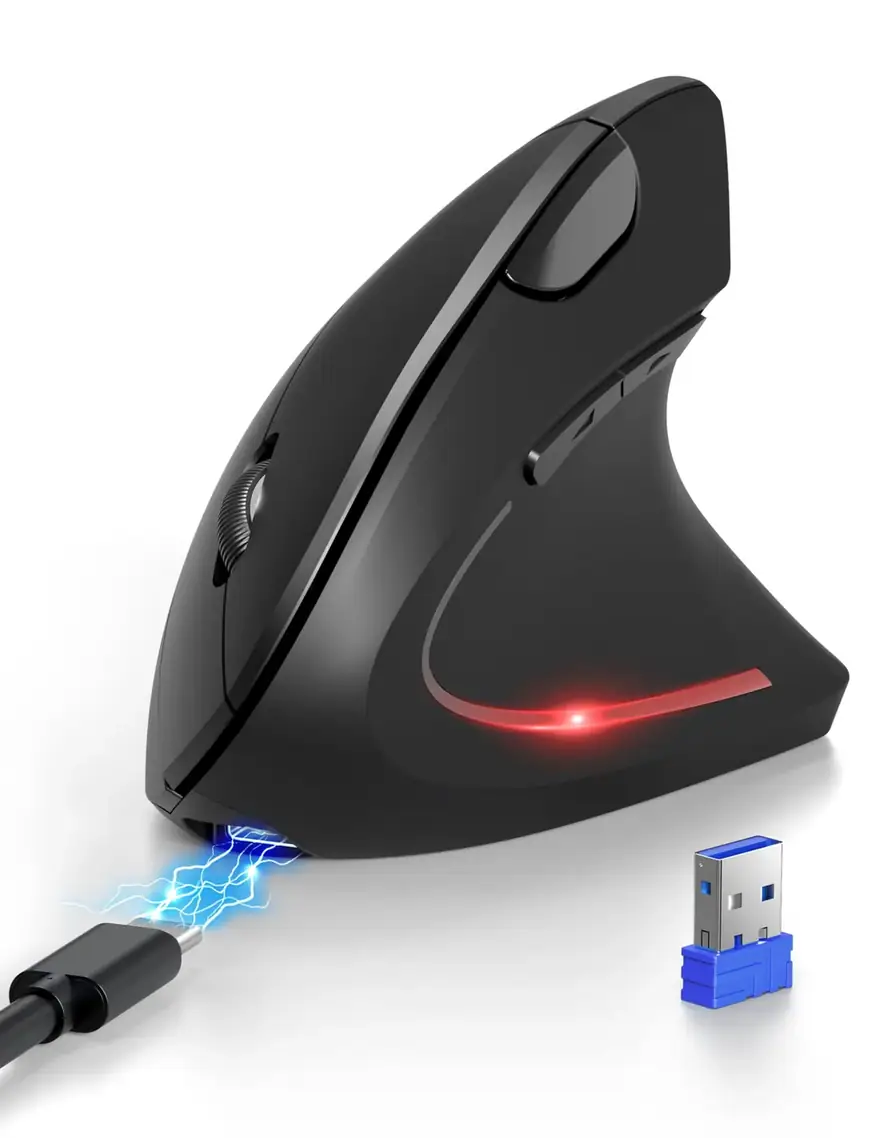 TECKNET · Ratón vertical Bluetooth recargable con 6 niveles de DPI