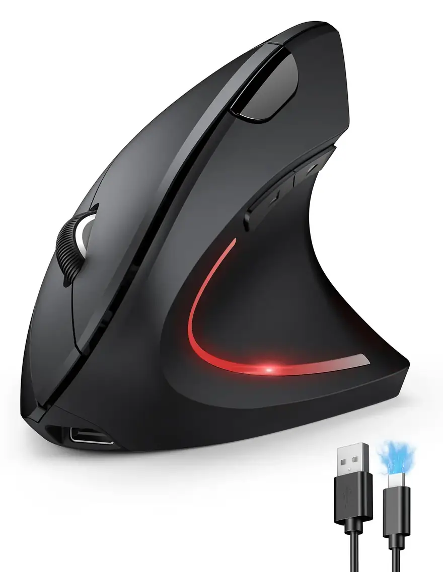 TECKNET · Ratón vertical inalámbrico silencioso recargable, 4800 DPI