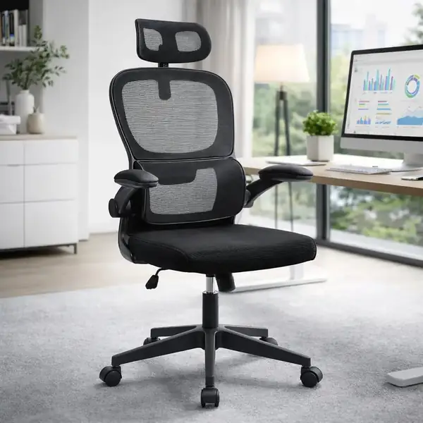 T-LoVendo · Silla ergonómica de malla con respaldo en S y reposacabezas — vista 2