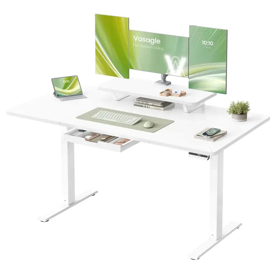 VASAGLE · Escritorio elevable eléctrico 140 × 70 cm con soporte de monitor