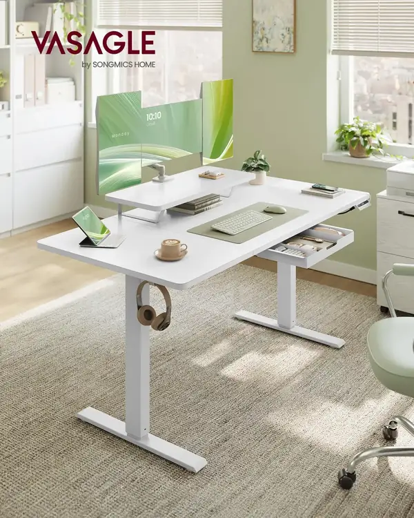 VASAGLE · Escritorio elevable eléctrico 140 × 70 cm con soporte de monitor — vista 2