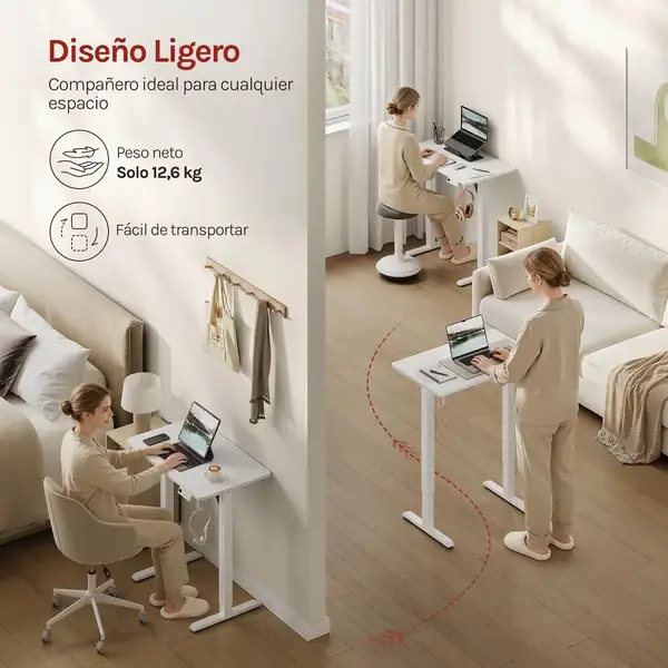 WOLTU · Escritorio elevable eléctrico 80 × 48 cm — vista 4