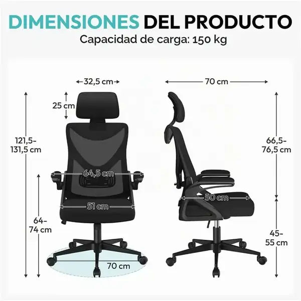 Yaheetech · Silla de oficina ergonómica de malla con soporte lumbar — vista 2