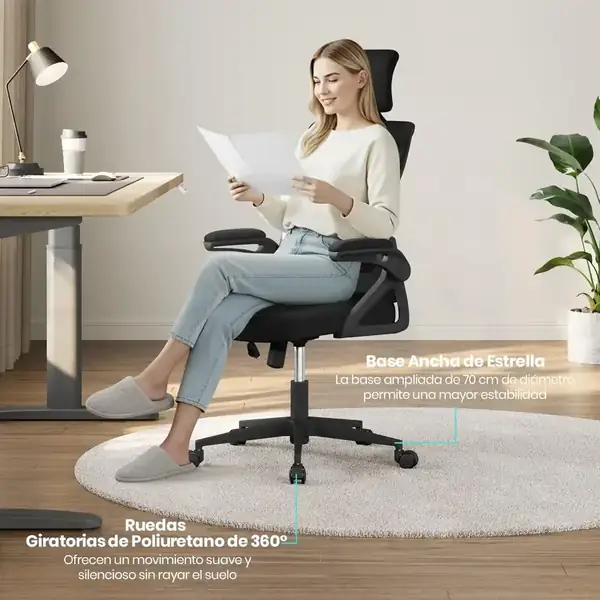 Yaheetech · Silla de oficina ergonómica de malla con soporte lumbar — vista 5